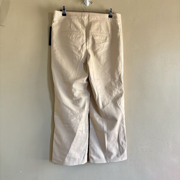 NWT Bagatelle Collection Size M Beige Faux Leather Wide Leg Cropped Pants Office - Picture 6 of 6